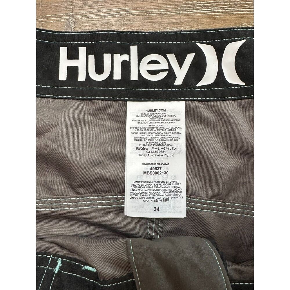 NWOT HURLEY PHANTOM GREY Board Shorts with aqua Accents Sz 34 - Picture 7 of 9